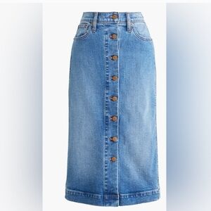 J.Crew Factory Denim button-front midi skirt size 6 Bright Blue Indigo Wash FLAW